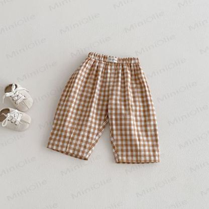 Baby Toddler Plaid Pants - Coffee White Plaid - 5-7T - image 9