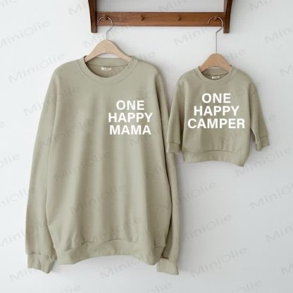ONE HAPPY MAMA/DAD / ONE HAPPY CAMPER Baby Grey Green Family Sweatshirt  - Happy Mama - XL - image 1