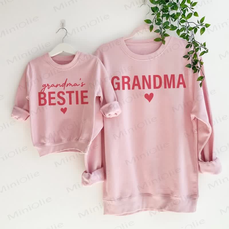 GRANDMA'S BESTIE/GRANDMA Baby Pink Family Sweatshirt - Pink - Adult Sweatshirt: XL - image 1