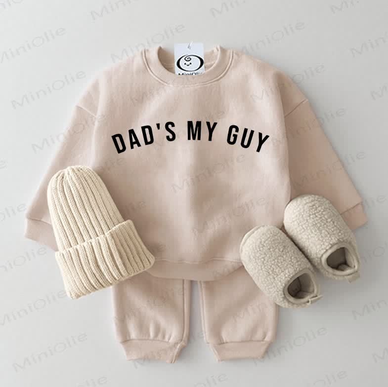 DAD'S MY GUY Baby Sweatshirt 2-piece Beige Set - Beige - 2-3T - image 1