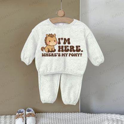I'M HERE Baby Horse Gray Sweatshirt 2-piece Set - Gray - 2-3T - image 1