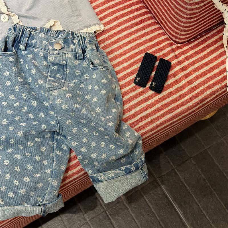Baby Toddler Denim Flower Pants - image 3