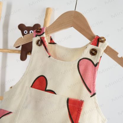 Baby Toddler Heart Corduroy Beige Overalls - image 4