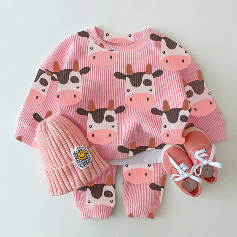 Baby Cow Pink Waffle 2-piece Set - Pink - 3-5T - image 1