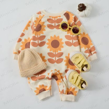 Baby Sunflower Apricot Romper - image 3
