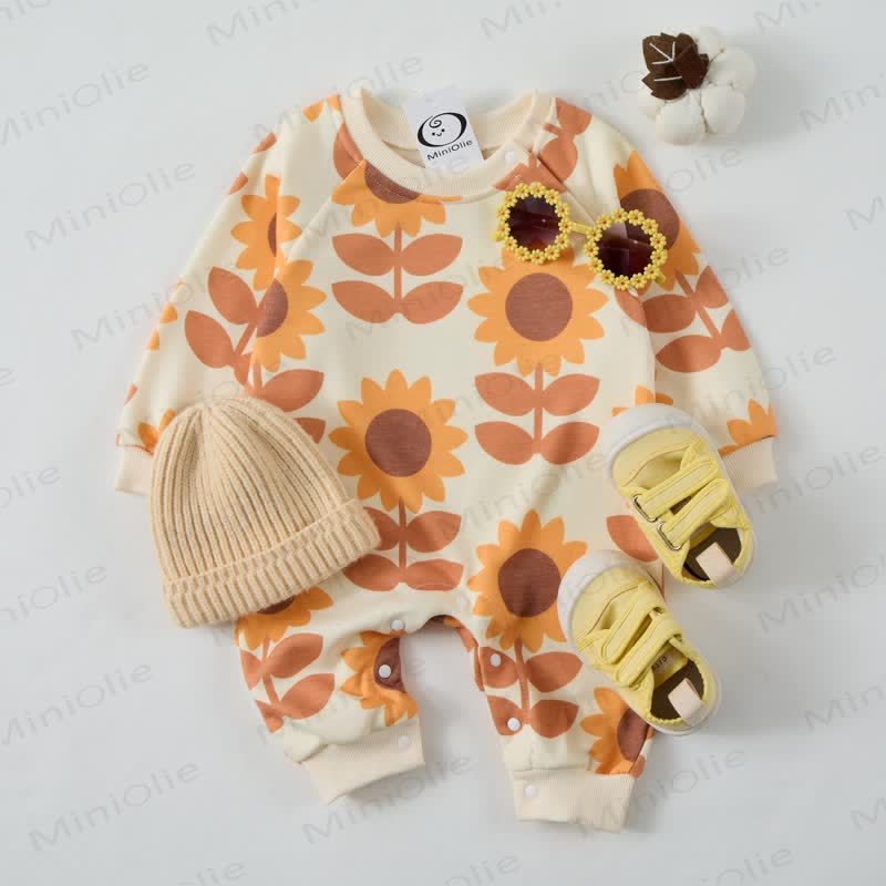 Baby Sunflower Apricot Romper - image 2