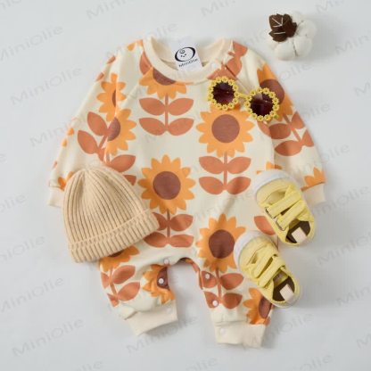 Baby Sunflower Apricot Romper - image 2