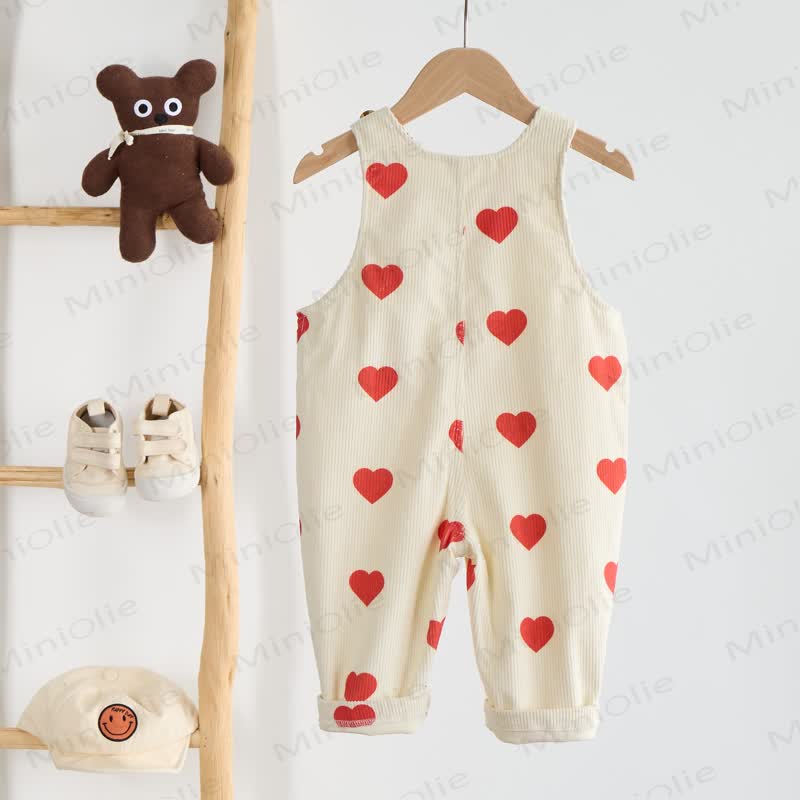 Baby Toddler Love Corduroy Beige Overalls - image 3
