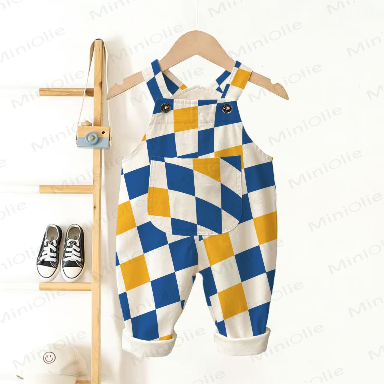 Baby Toddler Yellow&Blue Plaid Overalls - White - 3-5T - image 1