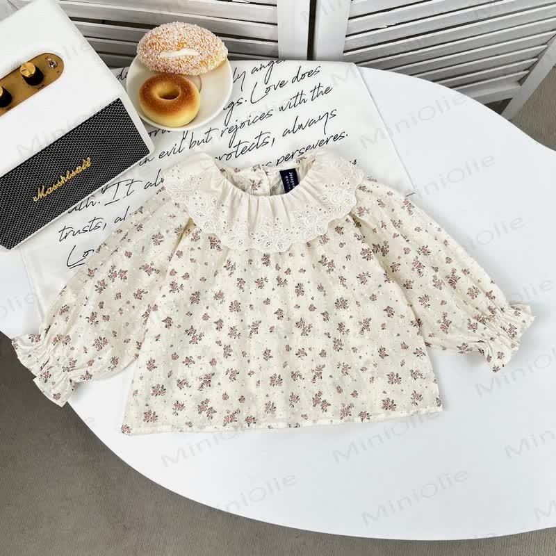 Baby Toddler Girl Flower Lace Top/Sleeveless Dress - Beige Top - 5-6Y - image 4
