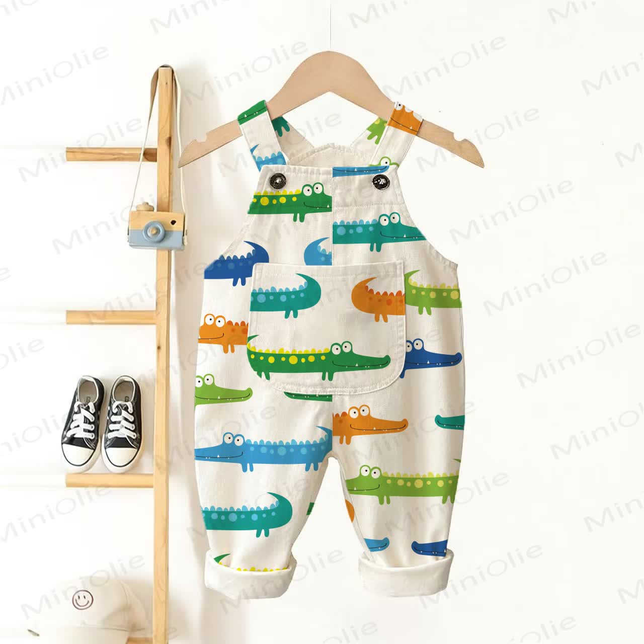 Baby Toddler Colored Crocodile Overalls - White - 3-5T - image 1