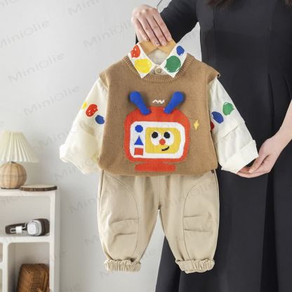 Baby Toddler Multicolor Knit 3-piece Set - Coffee - 5-7T - image 4