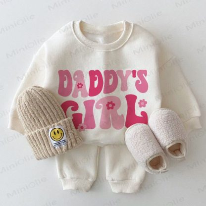 DADDY'S GRIL Baby White Sweatshirt 2-piece Set - White - 2-3T - image 1