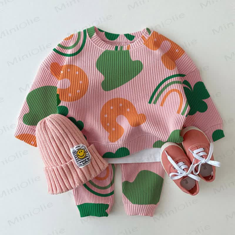 Baby Toddler St. Patrick's Day Pattern Pink Sweatshirt 2-piece Set - Pink - 3-5T - image 1