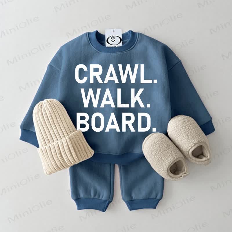 CRAWL. WALK. BOARD. Baby Sweatshirt 2-piece Blue Set - Blue - 2-3T - image 1