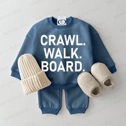 CRAWL. WALK. BOARD. Baby Sweatshirt 2-piece Blue Set - Blue - 2-3T - image 1