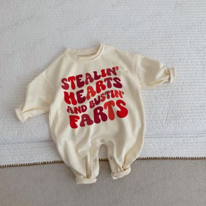 STEALIN' HEARTS AND BUSTIN' FARTS Baby Beige Romper - Beige - 2-3T - image 1