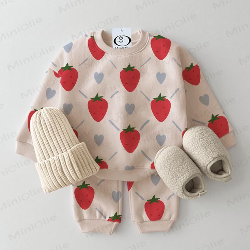 Baby 2-piece Love Strawberry Beige Set - Beige - 2-3T - image 1