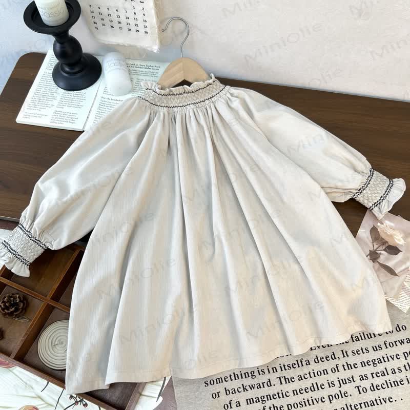 Baby Toddler Girl Solid Color Lace Dress - Beige - 5-6Y - image 2