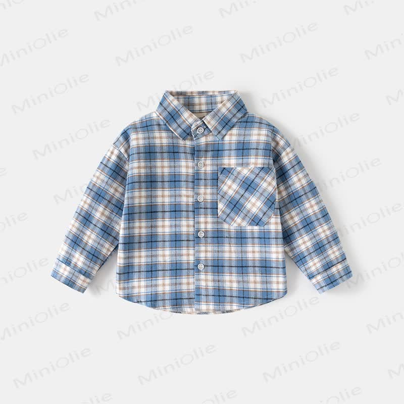 Kid Boy Plaid Pocket Shirt - Blue - 8Y - image 2