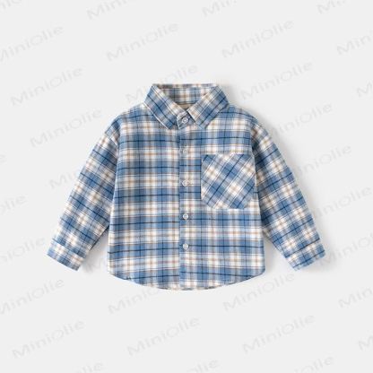 Kid Boy Plaid Pocket Shirt - Blue - 8Y - image 2