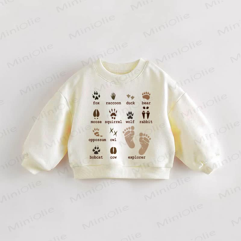 Baby Toddler Animal Footprints Sweatshirt - Cream - 3-5T - image 1