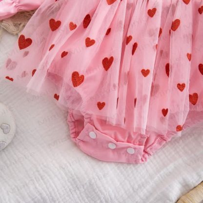 Baby Heart Embroidered Mesh Skirted Bodysuit - image 4
