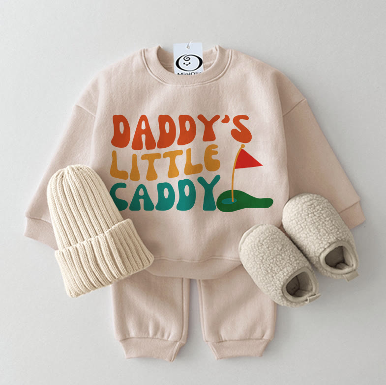 DADDY'S LITTLE CADDY Baby Sweatshirt 2-piece Beige Set - Beige - 2-3T - image 1
