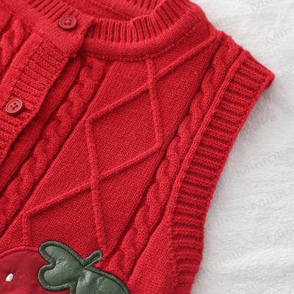 Baby Toddler Girl Strawberry Flower 3-piece Knit Set - image 7