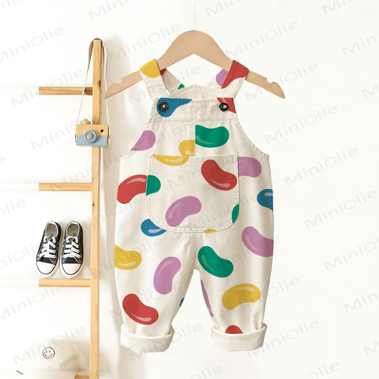 Baby Toddler Colorful Beans Overalls - White - 3-5T - image 1