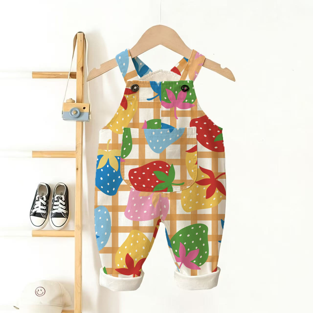 Baby Toddler Plaid Colorful Strawberry Overalls - Colorful - 3-5T - image 1