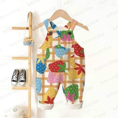 Baby Toddler Plaid Colorful Strawberry Overalls - Colorful - 3-5T - image 1