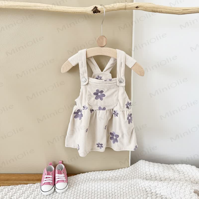 Baby Girl Purple Embroidered Floral Knit Dress - image 3