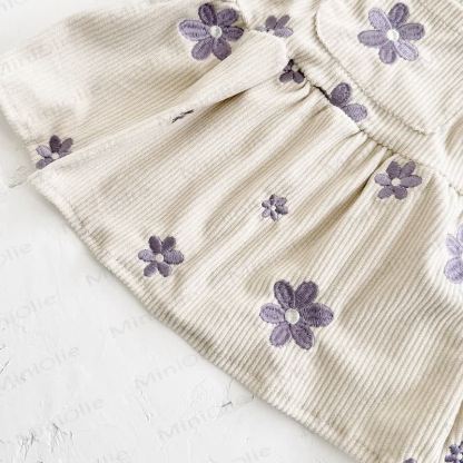 Baby Girl Purple Embroidered Floral Knit Dress - image 7