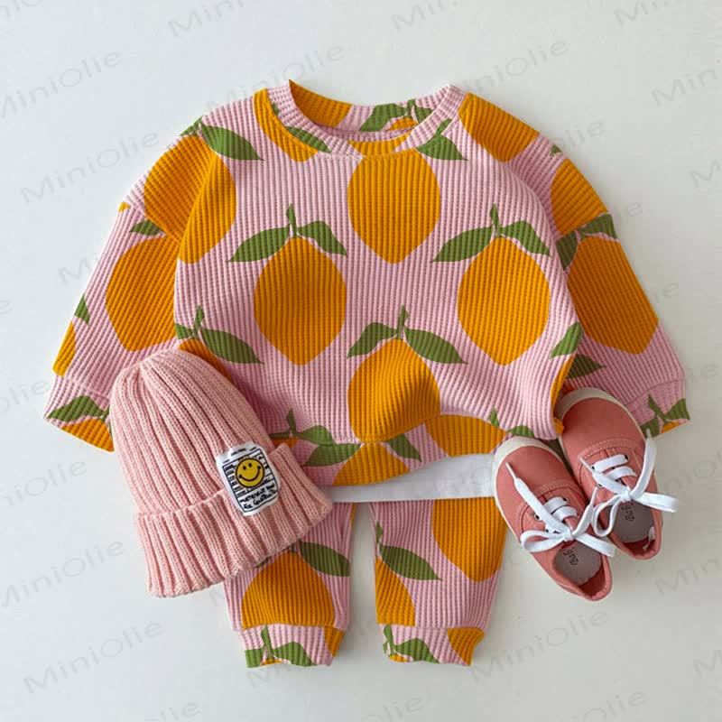 Baby 2-piece Lemon Pink Waffle Set - Pink - 3-5T - image 1