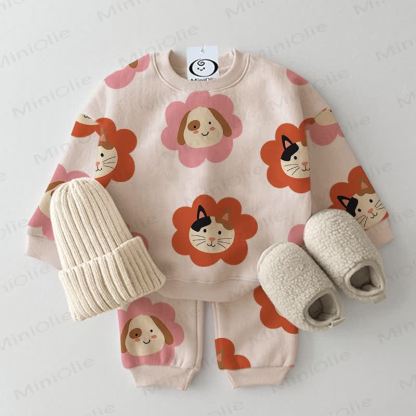 Baby 2-piece Animal Flower Beige Set - Beige - 2-3T - image 1
