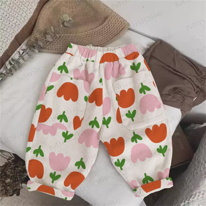 Baby Toddler Beige Floral Cord Pants - Beige - 5-7T - image 1
