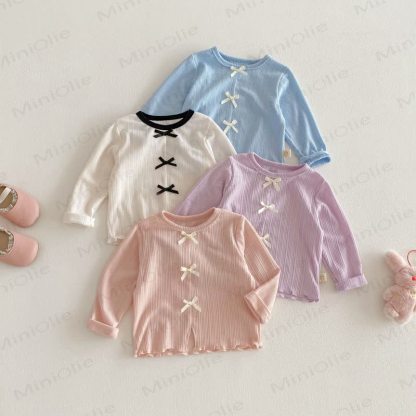 Baby Toddler Bow Solid Color T-shirt - image 1