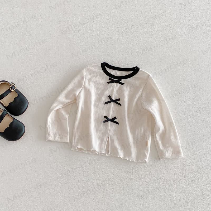 Baby Toddler Bow Solid Color T-shirt - Beige - 5-7T - image 6