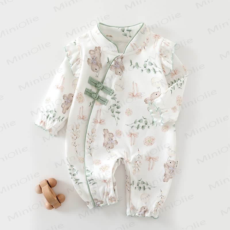 Baby Bunny Knot Button Romper - Green - 18-24M - image 1