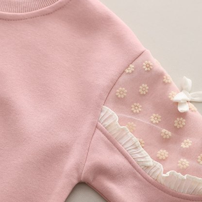 WORLD IS MINE Baby Toddler Girl Flower Bow Smiley 2-piece Set - image 7