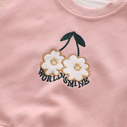 WORLD IS MINE Baby Toddler Girl Flower Bow Smiley 2-piece Set - image 8