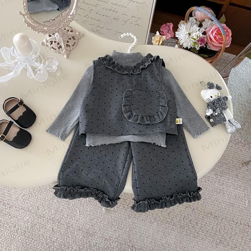 Baby Toddler Girl Grey Dot Bow 3-piece Set - image 3