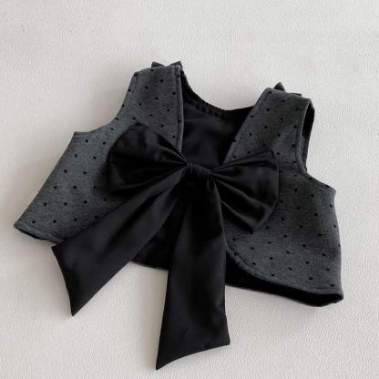 Baby Toddler Girl Grey Dot Bow 3-piece Set - image 8