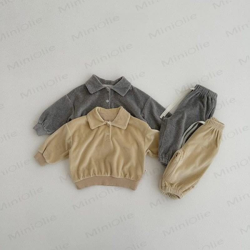 Baby Toddler Lapel Solid Color 2-piece Set - image 1