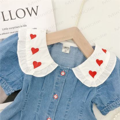 Toddler Kid Girl Love Denim Dress - image 4