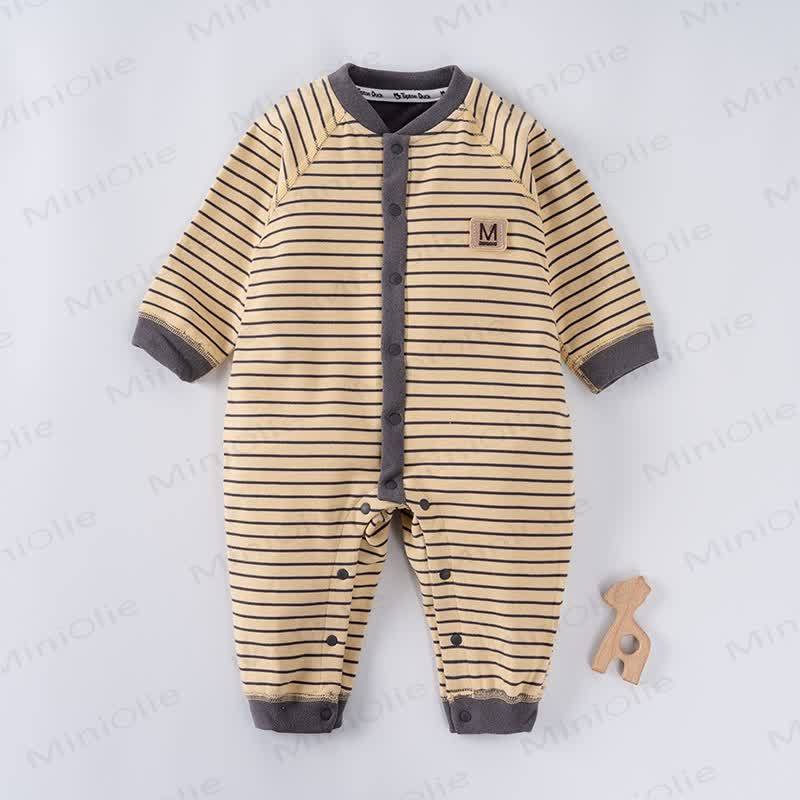 M Baby Striped Fleece Romper - Yellow - 2-3T - image 2