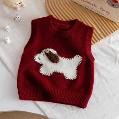 Toddler Puppy Embroidered Vest - Red - 8Y - image 5