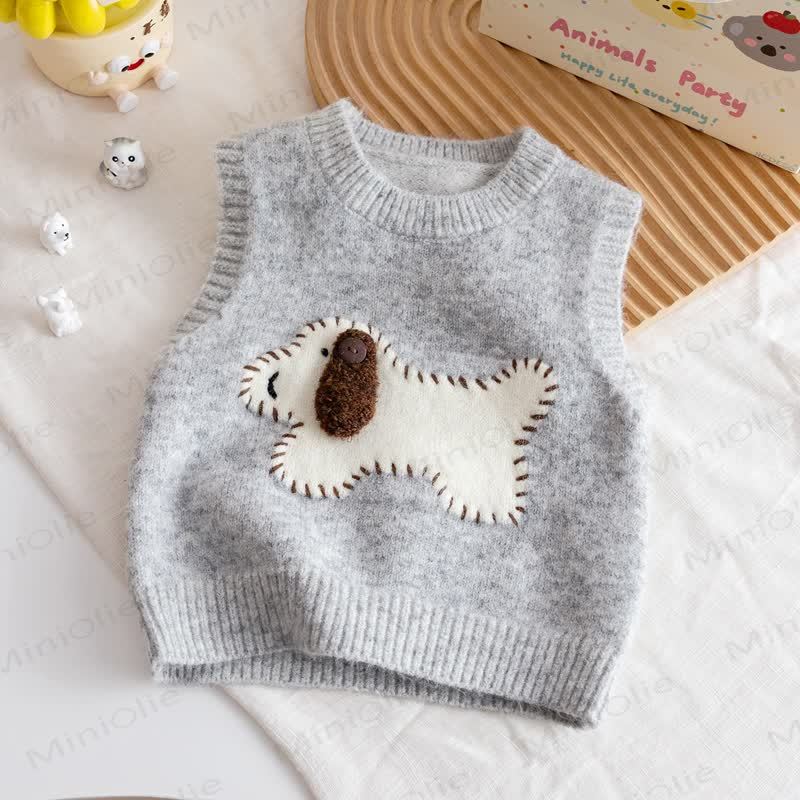Toddler Puppy Embroidered Vest - Grey - 8Y - image 6