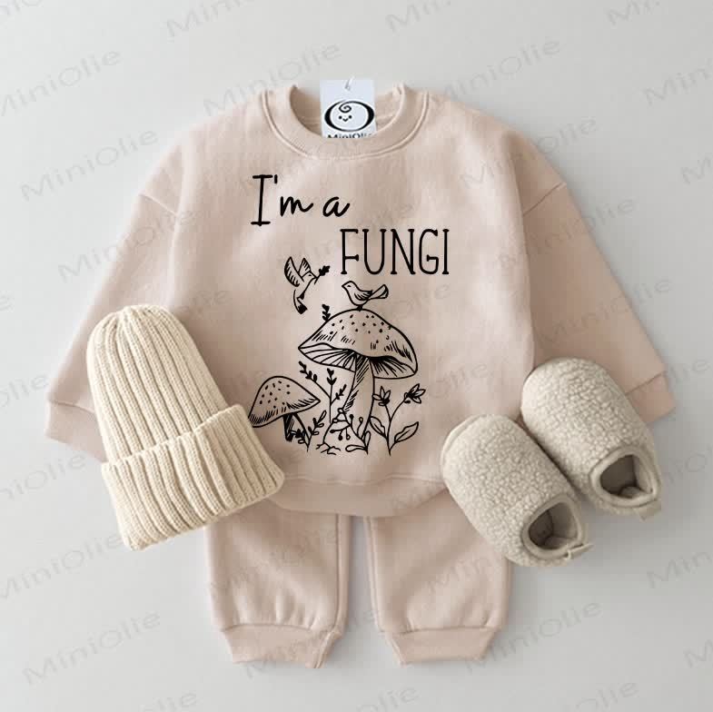 I'M A FUNGI Baby Sweatshirt 2-piece Beige Set - Beige - 2-3T - image 1